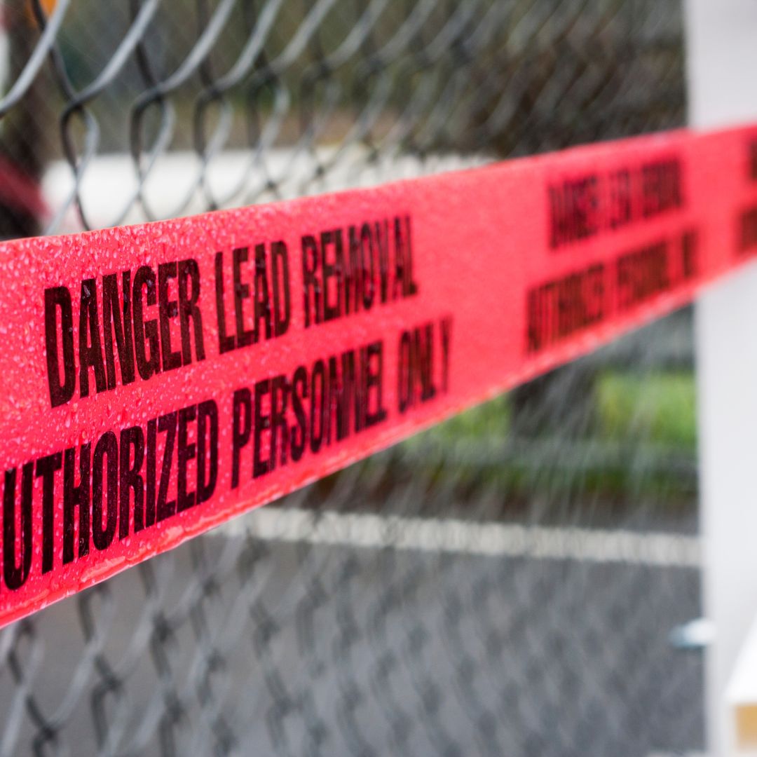 Tape that says danger lead removal