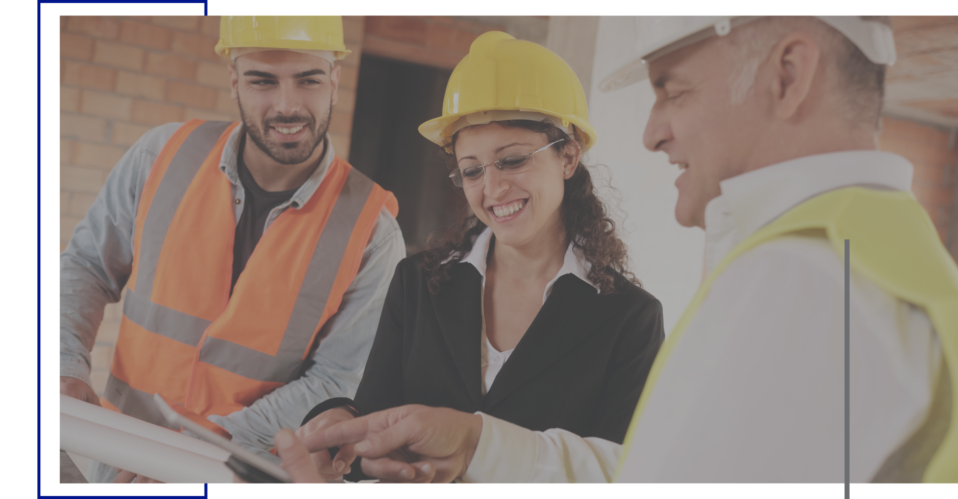 construction team talking to a client