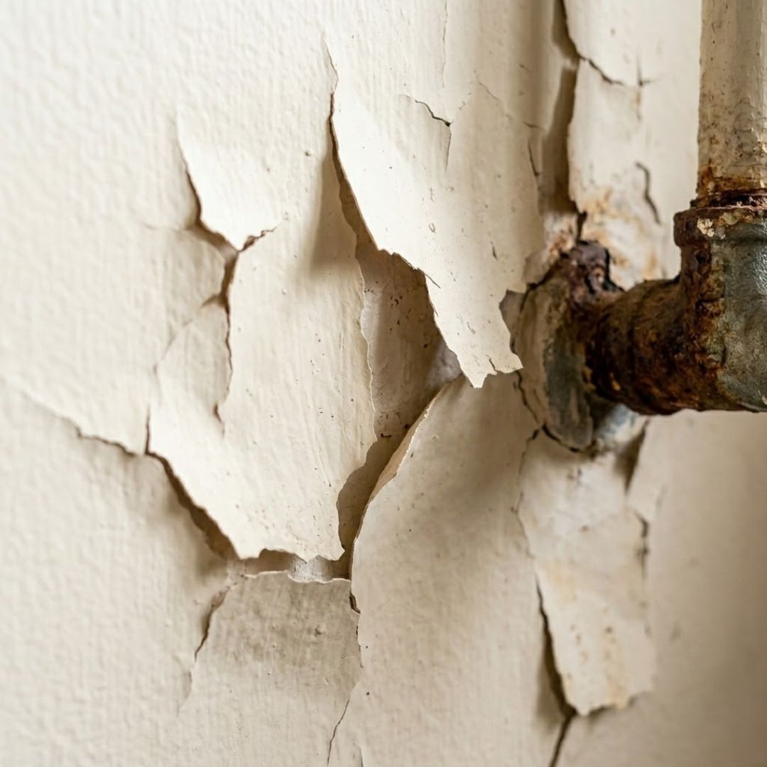 flaking, peeling paint around plumbing