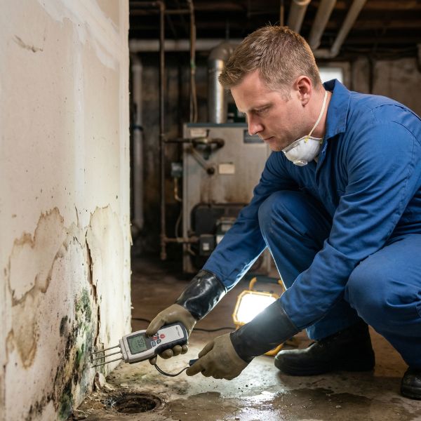 man testing for mold