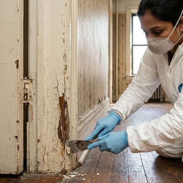 woman testing old paint